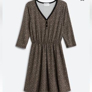 French Grey Black and Brown Knit Dress Size Large